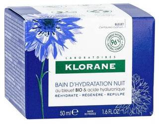 Klorane Bleuet Bain d'Hydratation Nuit au Bleuet Bio et Acide Hyaluronique - Visage et Yeux 50 ml