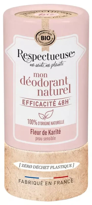 Respectueuse Mon Déodorant Naturel Fleur de Karité Peaux Sensibles Bio 50 g