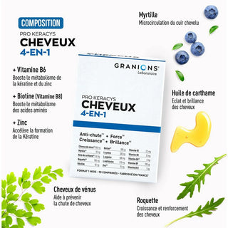 GRANIONS® Pro Keracys Cheveux 4 en 1 - 1 Mois - 90 comprimés