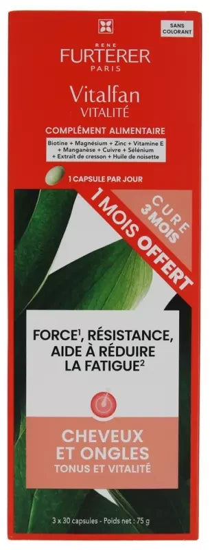 René Furterer Vitalfan Vitalité Cheveux et Ongles Complément Alimentaire - Offre Spéciale Trio 3 x 30 Capsules