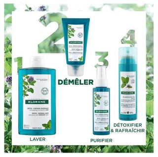 Klorane Menthe Aquatique Après-Shampoing Détox à la Menthe Bio - Cheveux Normaux 150 ml