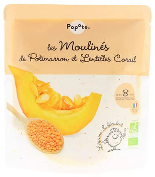 Popote Les Moulinés Potimarron et Lentilles Corail 8 Mois et + Bio 180 g