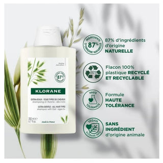 Klorane Avoine Shampoing Extra-Doux au Lait d'Avoine - Usage Fréquent - Tous Types de Cheveux Dès 3 Ans 200 ml