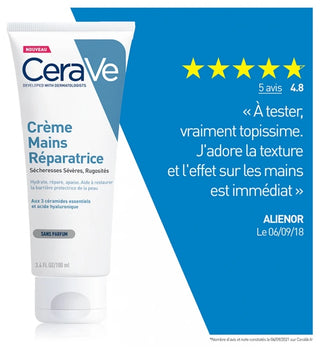 Cerave Crème Mains Réparatrice Pour Les Mains Abîmées et Les Sécheresses Sévères 100 ml