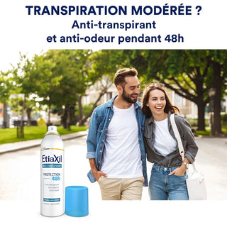 ETIAXIL - Déodorant Anti-transpirant -  Traitement Transpiration Modérée - Aisselles - Protection 48h - Aérosol - Fabriqué en France