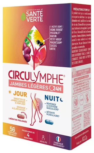 Santé Verte Circulymphe Jambes Légères Jour Nuit 56 Comprimés Sécables