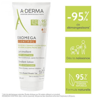 A-Derma Exomega Control - Lait Émollient Anti-Grattage - Peaux Sèches à Tendance à l'Eczéma Atopique 200 ml