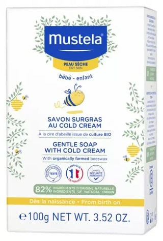 Mustela Savon Surgras au Cold Cream à la Cire d'Abeille Bio Peau Sèche 100 g