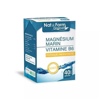 Nat & Form Magnésium Marin + Vitamine B6 Fatigue, Nervosité 40 Gélules Végétales