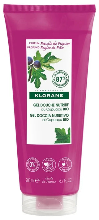 Klorane Gel Douche au Beurre de Cupuaçu Bio - Feuille de Figuier - Tous Types de Peaux - Hydratant 200 ml