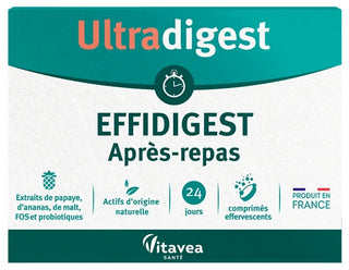 Vitavea Ultradigest Après-Repas - Facilite la Digestion - Papaye - 24 Comprimés Effervescents