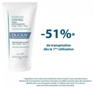 Ducray Crème Visage Mains et Pieds Crème Anti Transpirante Hidrosis Control 50 ml