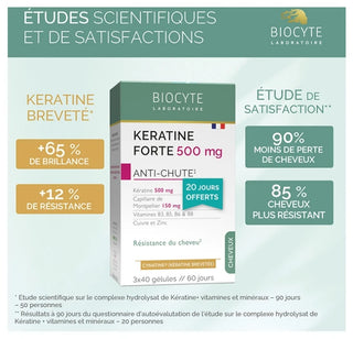 Biocyte Pack Kératine Forte 500 mg Anti Chute Résistance du Cheveu 120 Gélules