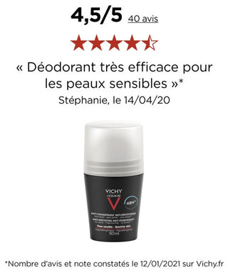 Vichy Homme Déodorant Peau Sensible 48H Roll-On 50 ml