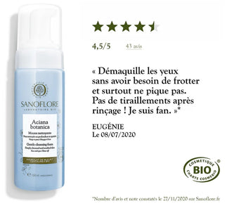 Sanoflore Aciana Botanica Mousse Nettoyante Visage et Yeux Certifiée Bio 150 ml