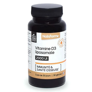 Nat & Form Vitamine D3 Liposomale 2000 UI Immunité & Santé Osseuse 30 gélules