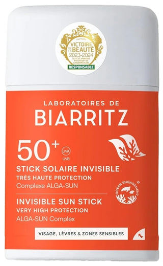 Laboratoires de Biarritz Stick Solaire Invisible Visage Lèvres & Zones Sensibles SPF50+ 10 g