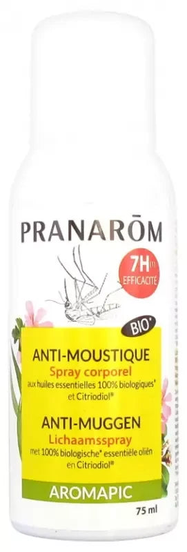 Pranarôm Aromapic Spray Corps Anti-Moustique Bio (Eco) Efficacité 7 Heures Huiles Essentielles Biologiques 75 ml