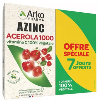 Arkopharma Azinc Naturel Acerola 1000 Lot de 2
