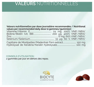 Biocyte Kératine Gummies - 60 gommes