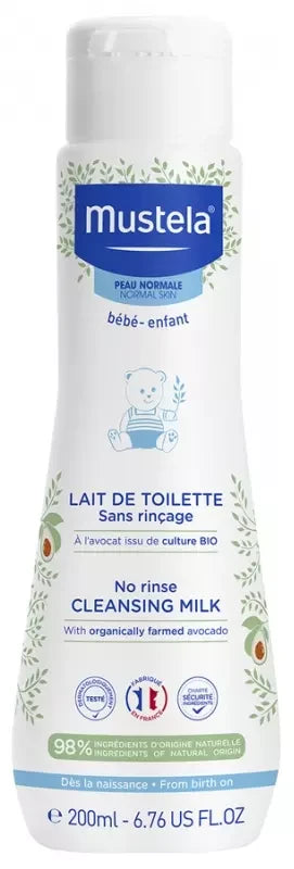 Mustela Lait de Toilette Sans Rinçage à l'Avocat Bio 200 ml