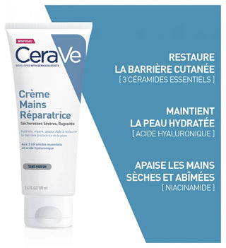 Cerave Crème Mains Réparatrice Pour Les Mains Abîmées et Les Sécheresses Sévères 100 ml