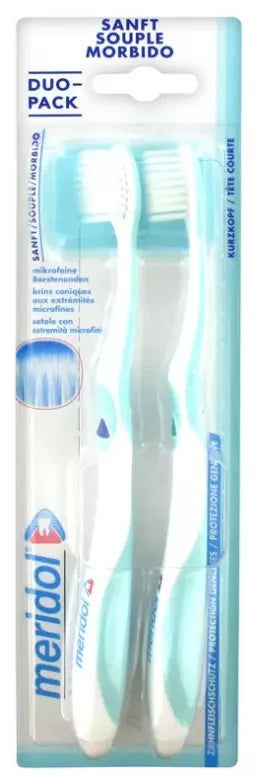 Meridol Brosse à Dents Gencives Fragiles Souple Duo - Couleur : Bleu et Vert