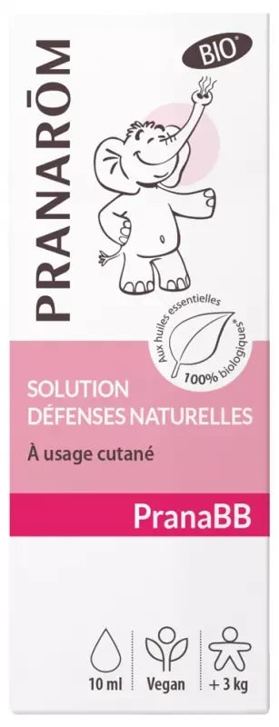 Pranarôm Pranabb Solution Défenses Naturelles Aux Huiles Essentielles Bio Augmente la Résistance de l'Organisme 10 ml