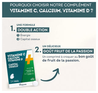 Vitavea Vitamine C + Calcium + Vitamine D 24 comrpimés à croquer