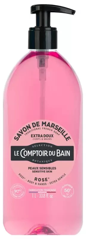Le Comptoir du Bain Savon de Marseille Rose Extra Doux 1 l