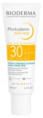 Bioderma Photoderm AKN Mat SPF30 40 ml – Protection Solaire Matifiante Anti-Imperfections Peaux Grasses et Acnéiques