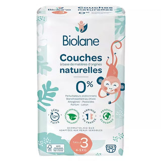 Biolane Couches Naturelles Bébé – Taille 3 (4/9kg) – 52 unités