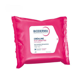 Bioderma CREALINE H2O LINGETTES - Eau Micellaire Démaquillante  Visage et Yeux -Peaux Sensible x25s