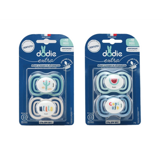 Dodie Extra Fine Sucettes anatomiques en silicone 18m+ F6 vert - Lot de 2