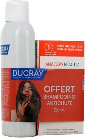 Ducray anacaps 90 gélules + shampoing anaphase+ 200 ml offert