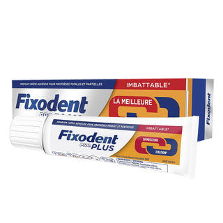 Fixodent Pro plus Crème Adhésive pour prothèses Totales & Partielles Mordant Imbattable 40g
