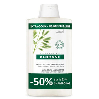 Klorane AVOINE - Shampoing Extra-Doux Tous Types de Cheveux, 2x400ml