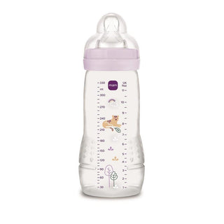 MAM EASY ACTIVE - Biberon 2ème Âge - Tétine Débit x - Lilas - 6 Mois et Plus - 330ml