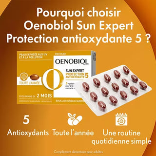 Oenobiol Sun Expert Protection Antioxydante 5 – 60 Capsules – Complément alimentaire protection peau & antioxydants