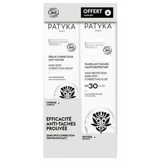 Patyka ANTI-TACHES PERFECT - Coffret - Sérum Correcteur Anti-Taches Bio 30ml + Fluide Anti-Taches Haute Protection SPF30 Bio 50ml - Offert