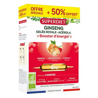 Superdiet Ginseng Gelée Royale Acérola Bio 30 Ampoules