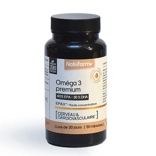 Nat & Form Oméga 3 Premium Cerveau & Cardiovasculaire 90 capsules
