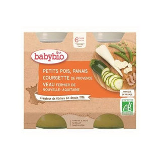 BABYBIO PETITS POTS MENU DU JOUR + 6 Mois Petits Pois Panais Courgette Veau - 2x200g