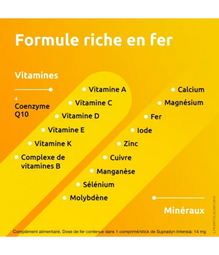 Supradyn Intensia à avaler Vitamines, Minéraux et Fer 30 comprimés Réduit la fatigue