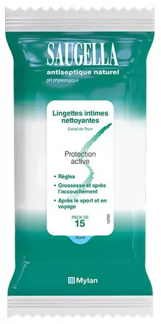 Saugella Antiseptique Naturel Lingettes Pack de 15