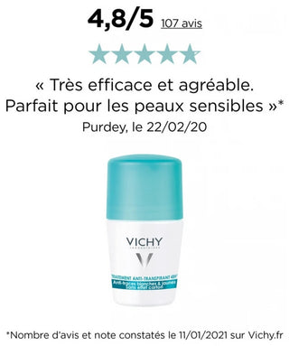 Vichy Déodorant Anti Transpirant Anti Traces Bille 48H Lot de 2 X 50 ml