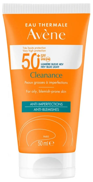 Avène Solaire Eau Thermale - - Cleanance 50+ Uvb Uva Lumière Bleue Hev Peaux Grasses à Imperfection - Anti-Imperfections 50 ml