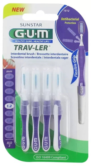 GUM 4 Brossettes Interdentaire Trav-Ler - Taille : 1512 : 1,2 mm