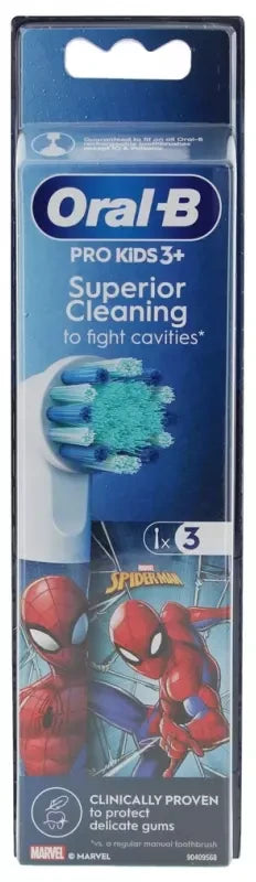 Oral-B Pro Kids 3+ Brossettes de Rechange 3 Unités - Modèle : Spiderman