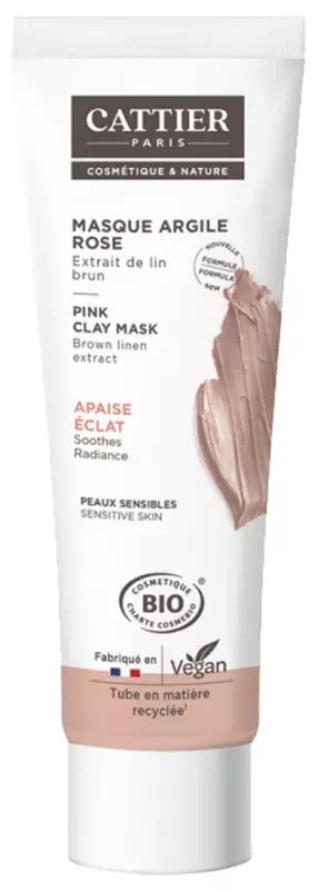 Cattier Masque Argile Rose Apaise Bio 100 ml
